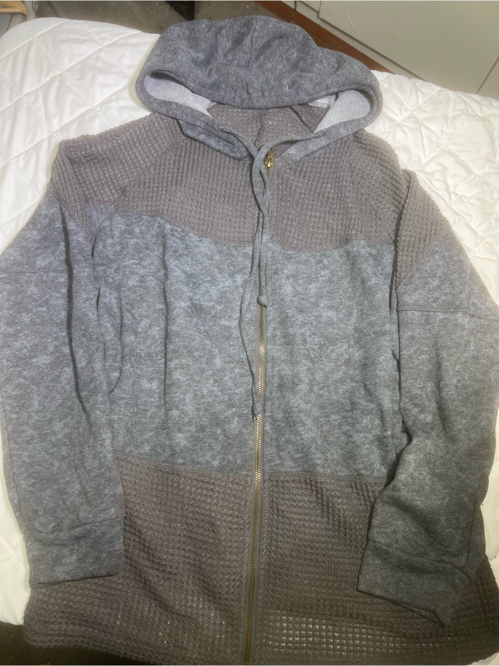 Gray knit zip up hoodie